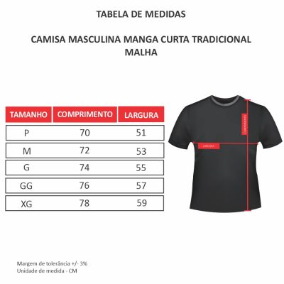 Tabela de medidas - Camisas Masculinas